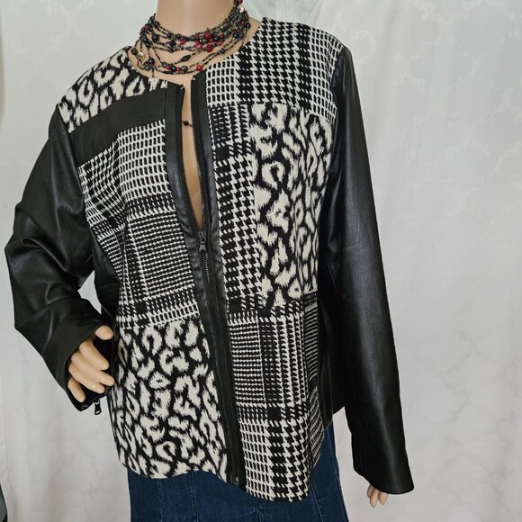 **Chico's Stylish Women's Mixed Media Patchwork Jacket** - Picture 2 of 11